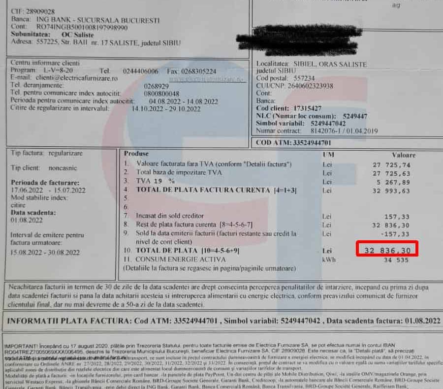 Facturi de coșmar pentru români. 33.000 de lei pentru regularizare