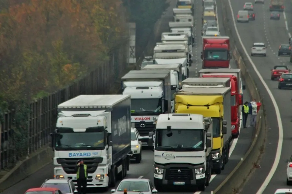 Protest al transportatorilor, la Lyon