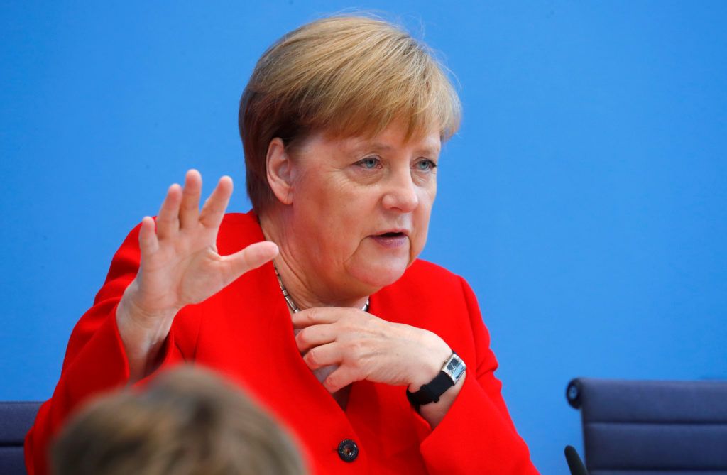German Chancellor Angela Merkel holds the annual summer news conference in Berlin