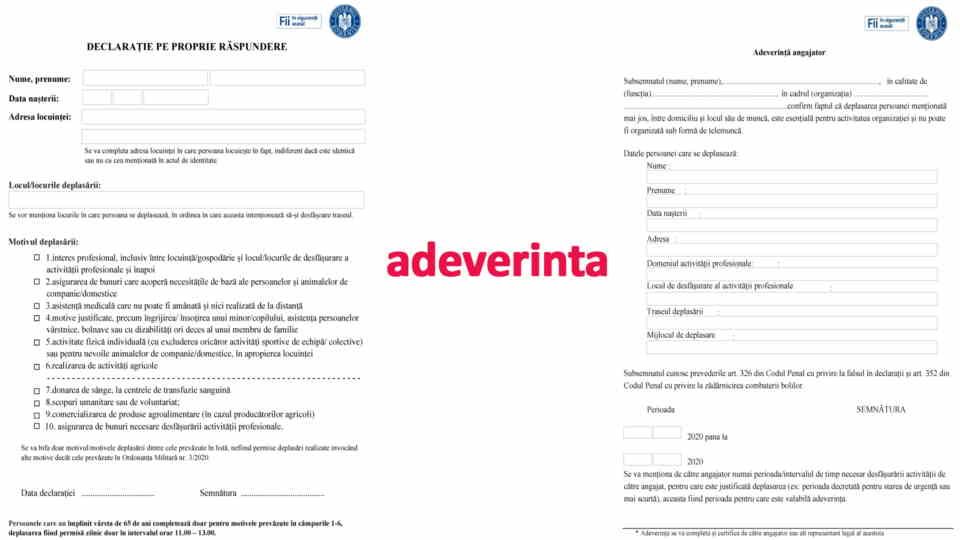 adeverinta angajator declaratie proprie raspundere